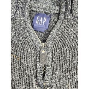Gap Lambswool Cable Knit‎ Sweater Gray 1/4 Zip Size L Large cable Knit Winter
